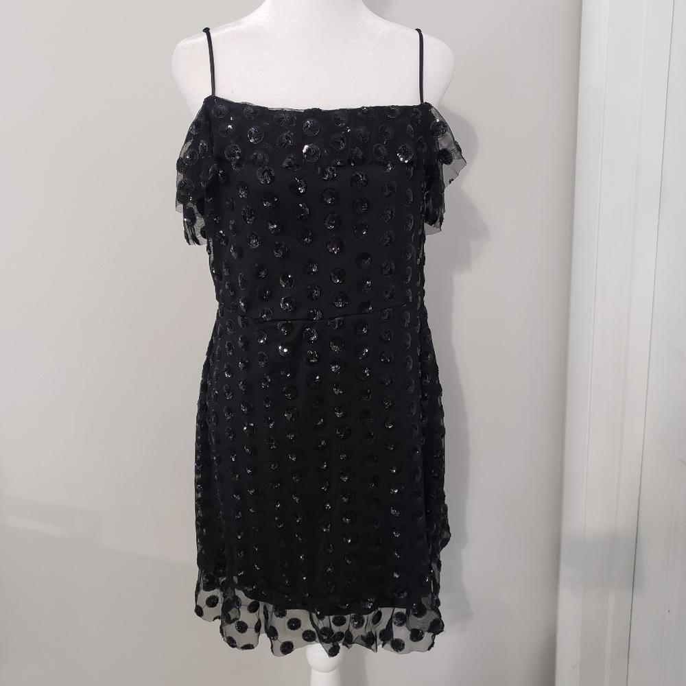 Three Pink Hearts Women Dress LARGE Y2K Whimsigoth Fairy Grunge Sequin Polka Dot